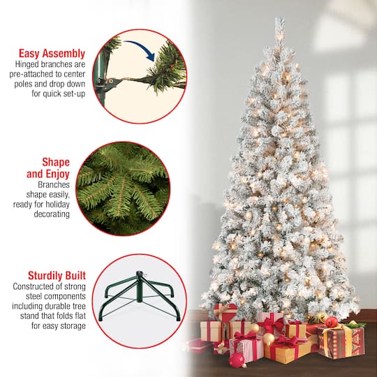 6ft. Pre-Lit Acacia Flocked Artificial Christmas Tree